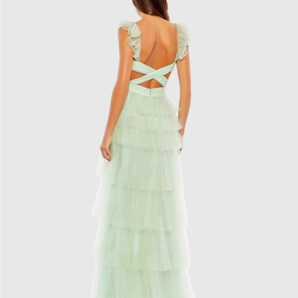 Mac Duggal 50670 NWT Ruffle Tiered Tulle Cut Out Gown - Picture 4 of 8